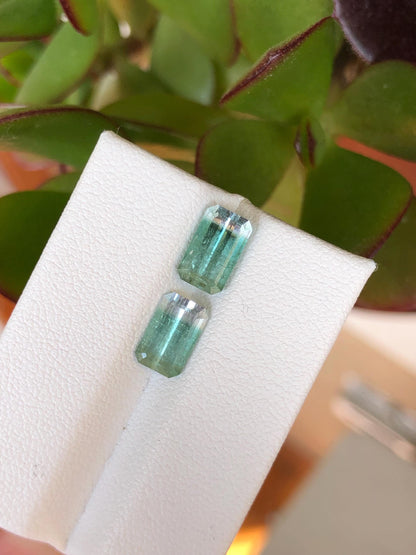 Natural Bicolor Aqua Blue Tourmaline Pair 3.57 ct