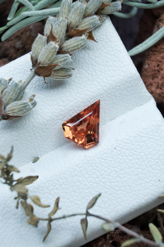 Natural Orange Zircon 1.64 ct Shield Cut, Tanzania