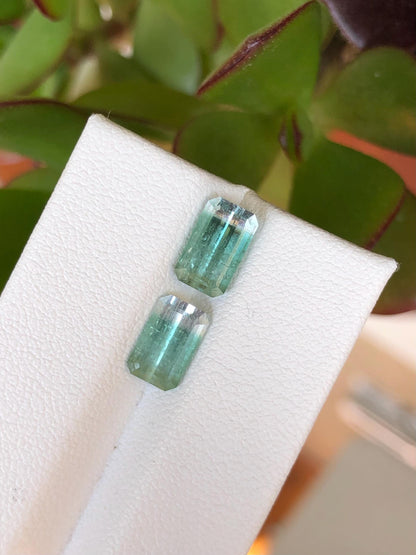 Natural Bicolor Aqua Blue Tourmaline Pair 3.57 ct